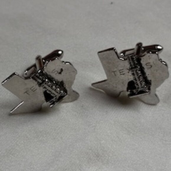 Silver Cufflinks in the shape of the state of Texas, OS - Picture 1 of 7